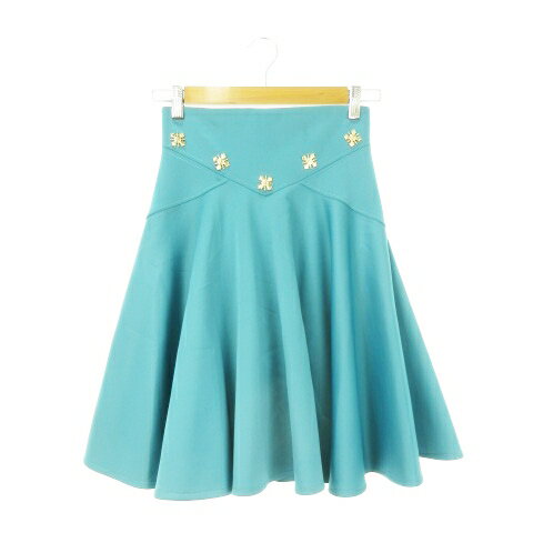 【中古】ヴェルサーチ ヴェルサーチェ VERSACE COLLECTION スカート サーキュラー フレア ひざ丈 ストレッチ エンブレムパーツ 40 M 水色 ブルー /AH17 レディース 【ベクトル 古着】 251003