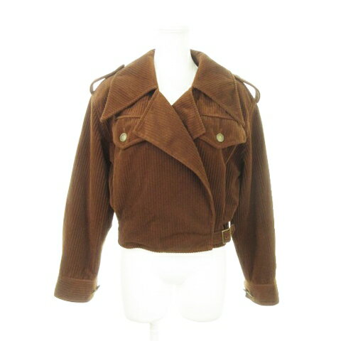 【中古】アトリエサブ ATELIER SAB ライダースジャケット 太畝コーデュロイ ショート丈 茶 ブラウン /A..