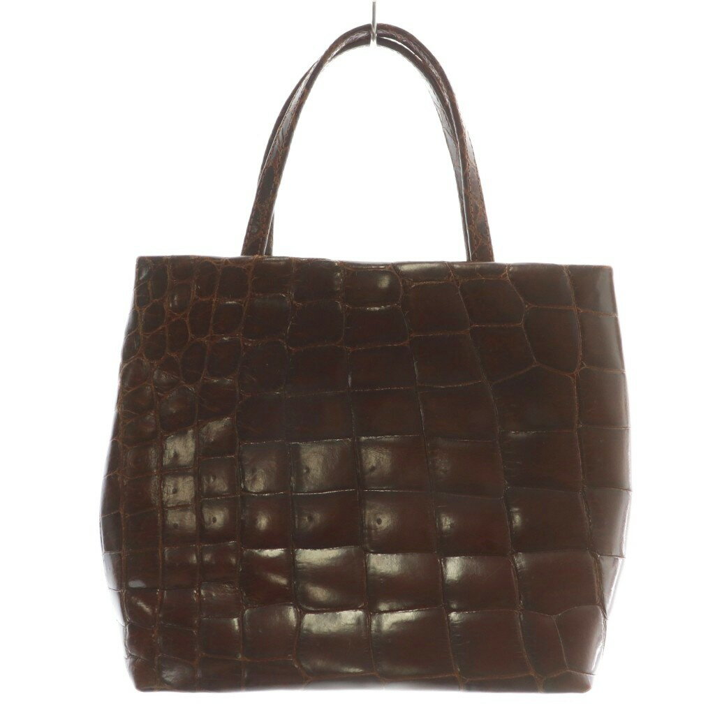 【中古】デスモ DESMO トートバッグ ハンドバッグ クロコダイル レザー ワニ革 オープントップ 茶色 ブラウン /XZ ■GY18 レディース 【ベクトル 古着】 250926(4)