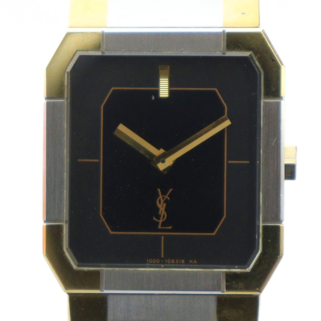 【稼動品】YSL イヴサンローラン　スクエア　ブラック文字盤　ゴールドロゴ 楽天市場】イヴ サンローラン YVES SAINT LAURENT レディース