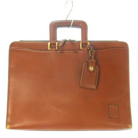 【中古】ダックス DAKS ブリーフケース ビジネスバッグ レザー 革 ロゴ型押し IDチャーム 茶 ブラウン ..