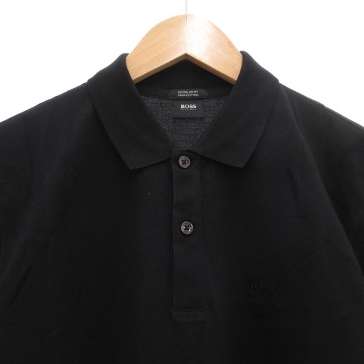 【中古】ヒューゴボス HUGO BOSS C-フィレンツェ C-FIRENZE ポロシャツ S 半袖 ロゴ刺繍 ワンポイント 黒 ブラック 10108581 /GV ■GY19 メンズ 【ベクトル 古着】 251025