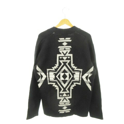 【中古】エドウィン EDWIN ネイティブパターンカーディガン ニット Vネック 長袖 ウール M 黒 ブラック /AH15 ■GY18 メンズ 【ベクトル 古着】 251016
