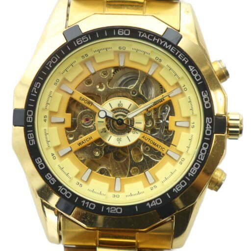 【中古】Guccel G043 腕時計 ウォッチ スケルトン ロゴ 自動巻き ゴールドカラー 金色 /MQ ■GY18 メンズ 【ベクトル 古着】 251013