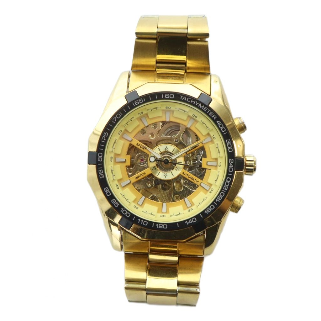 【中古】Guccel G043 腕時計 ウォッチ スケルトン ロゴ 自動巻き ゴールドカラー 金色 /MQ ■GY18 メンズ 【ベクトル 古着】 251013