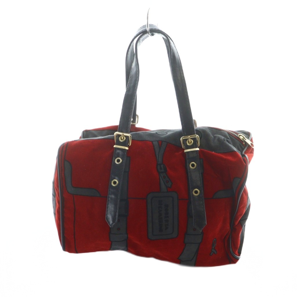 【中古】ロベルタディカメリーノ Roberta di Camerino ヴィンテージ ハンドバッグ ミニボストン スエード レザー ロゴ 赤 レッド ■GY18 /MQ レディース 【ベクトル 古着】 251029(4)