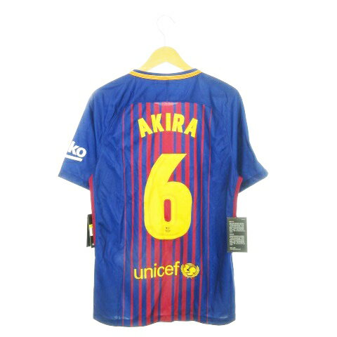 【中古】ナイキ NIKE FCバルセロナ レプリカユニフォーム ゲームシャツ 半袖 楽天スポンサー付き プリント 6 AKIRA スポーツ サッカー S 青 ブルー 847255-456 /AH8 ■GY18 メンズ 【ベクトル 古着】 251017