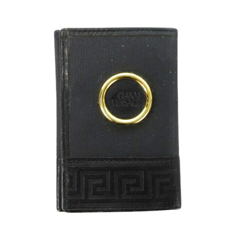 【中古】ジャンニヴェルサーチ ヴェルサーチェ GIANNI VERSACE カードケース 名刺入れ レザー 革 PVC ロゴ 切替 黒 ブラック /CK24 ■GY11 メンズ 【ベクトル 古着】 251020