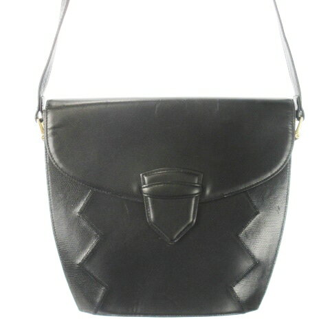 【中古】フィリップモデル PHILIPPE MODEL ショルダーバッグ ワンショルダー レザー 革 切替 リザード型押し 黒 ブラック /CK9 ■GY99 レディース 【ベクトル 古着】 251021(4)