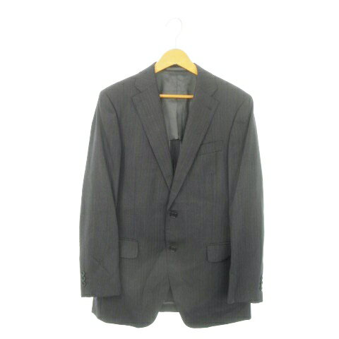 【中古】クリスチャン オラーニ CHRISTIAN ORANI シングルスーツ セットアップ 2点セット テーラードジャケット 背抜き スラックス ストライプ 94A6 黒 ブラック /MN9 ■GY99 メンズ 【ベクトル 古着】 251023