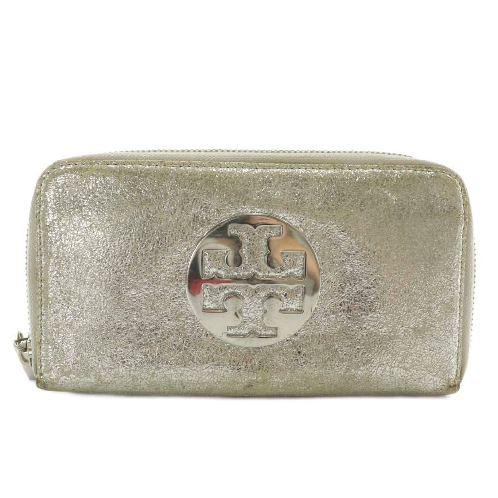 【中古】トリーバーチ TORY BURCH 長財布 レザー ラウンドファスナー ロゴ シルバー金具 シルバー色 /XZ ■GY18 レディース 【ベクトル 古着】 251012