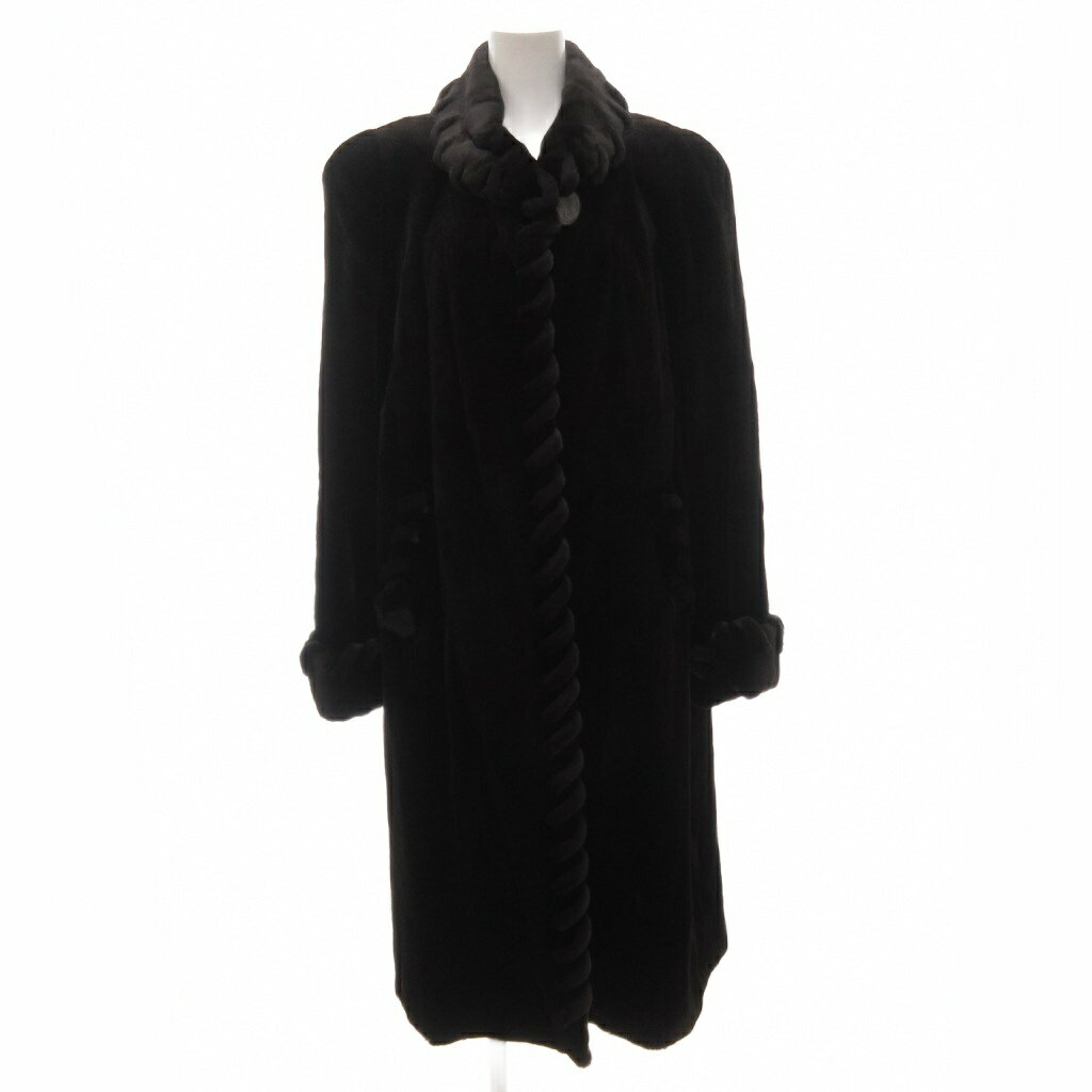 【中古】パルティーナ PARTINA ファーコート 毛皮 シェアードミンク ロング F 黒 ブラック /AE ■GY05 レディース 【ベクトル 古着】 251022(4)