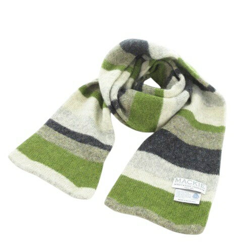 【中古】ロバート マッキー ROBERT MACKIE ニットマフラー ウール インターシャ ボーダー マルチカラー..