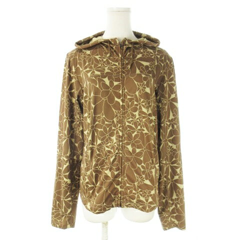 【中古】コロンビア Columbia OMNI-WICK ジャケット パーカー ジップアップ ストレッチ ロゴ刺繍 花柄 ..