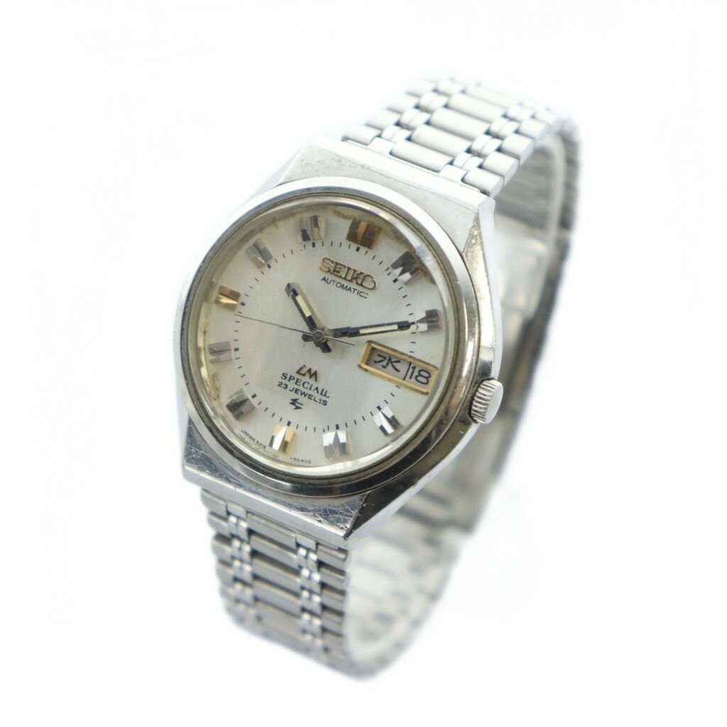 【中古】セイコー SEIKO LM SPECIAL ロードマチック スペシャル 5216-6030 腕時計 ヴィンテージ アンティーク ウォッチ 自動巻き 23石 カットガラス デイデイト 白文字盤 シルバー色 ■GY18 /MQ メンズ 【ベクトル 古着】 251101