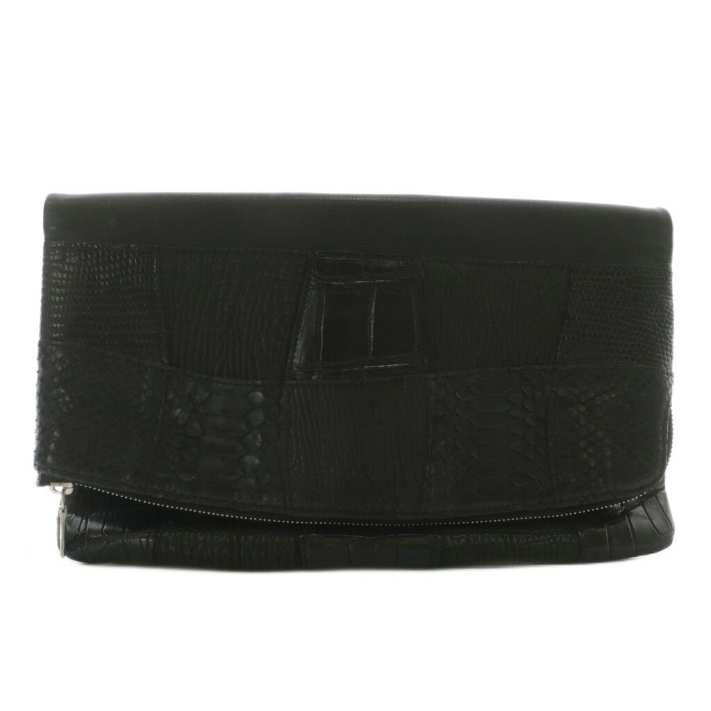 【中古】サトウミツオ satoh mitsuo クラッチバッグ セカンドバッグ 二つ折り クロコダイル パイソン ..