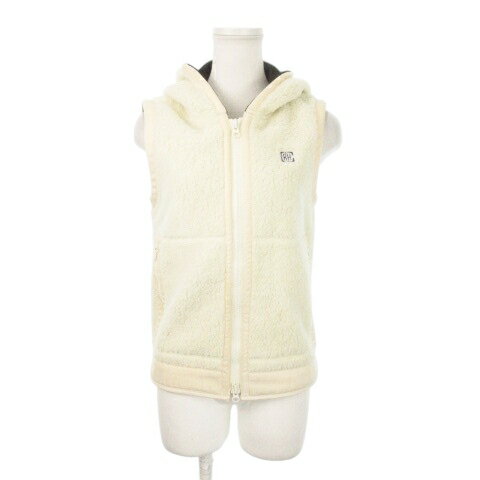 【中古】カブー KAVU × ロンハーマン Ron Herman RHC ボアベスト フーディ ダブルジップ ロゴ刺繍 アウトドア 小さいサイズ XXS 白 アイボリー /MN22 ■GY18 レディース 【ベクトル 古着】 251107