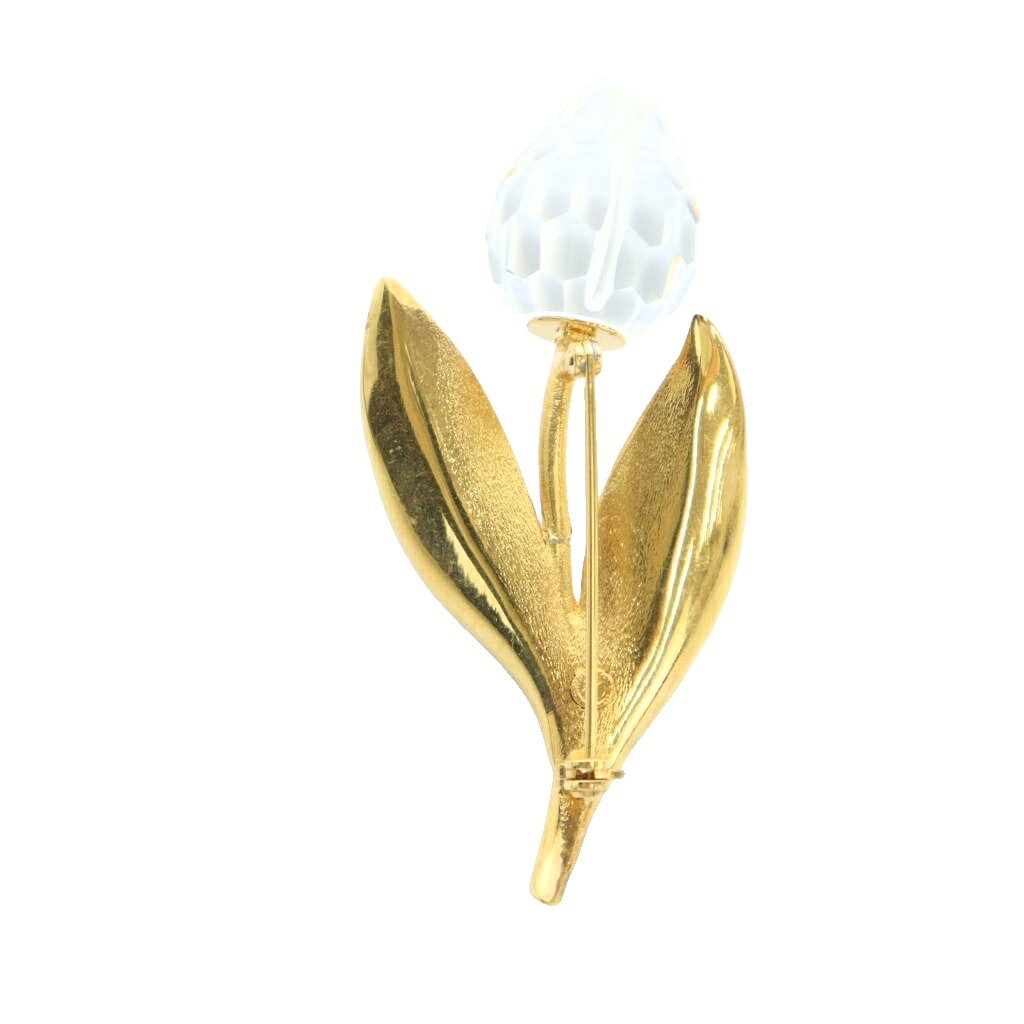 【中古】スワロフスキー SWAROVSKI ピンブローチ アクセサリー フラワーモチーフ クリスタル ロゴ ゴールド色 ■GY11 /MQ レディース 【ベクトル 古着】 251109