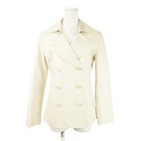 【中古】ノーブランド レザージャケット 羊革 本革 テーラード ダブル 総裏地 9 ライトベージュ /AH14 ■GY05 レディース 【ベクトル 古着】 251118(4)