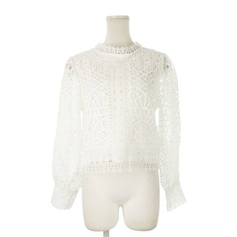 【中古】未使用品 フレンチパヴェ FRENCH PAVE 総レースシャツ クルーネック 丸首 長袖 ショート丈 白 ホワイト /CK26 ■GY99 レディース 【ベクトル 古着】 251118