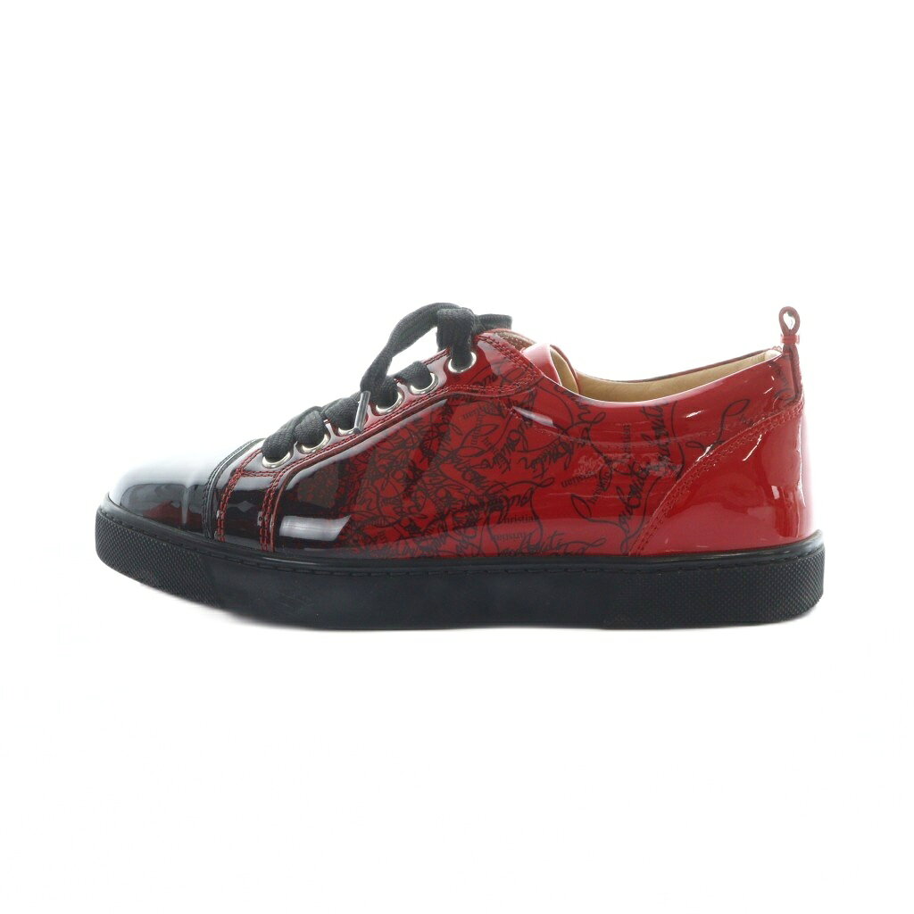 【中古】クリスチャンルブタン Christian louboutin スニーカー シューズ 靴 ロゴ エナメル 総柄 グラデーション 36.5 23.5cm 黒 ブラック 赤 レッド ■GY18 /MQ レディース 【ベクトル 古着】 251204