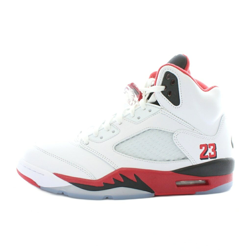 未使用品 ナイキ NIKE エアジョーダン5 レトロ OG ファイヤーレッド ブラックタン Air Jordan 5 Retro OG Fire Red Black Tongue スニーカー レザー ハイカット US9 27cm 白 ホワイト 赤 レッド HQ7978-101 /XZ ■GY18 メンズ 251201