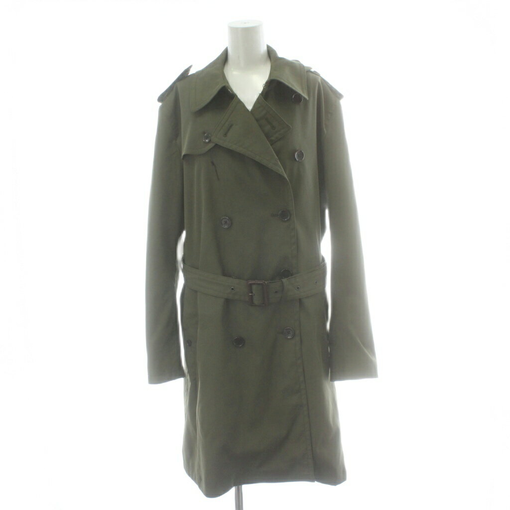 【中古】モルガンオム MORGAN HOMME トレンチコート XL カーキ 長袖 ダブルブレスト ベルト付き ミドル丈 /PP ■GY99 メンズ 【ベクトル 古着】 260124