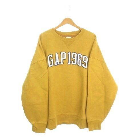 【中古】ギャップ GAP トレーナー スウェット 裏起毛 XL 黄 イエロー くすみ クルーネック ロゴ 長袖 /AH23 ■GY99 メンズ 【ベクトル 古着】 260131
