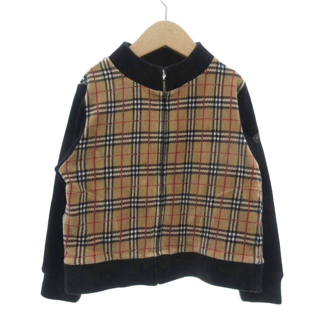 樂天商城 - 【中古】バーバリー ロンドン BURBERRY LONDON ジャケット 110A ベロア ノバチェック 切替デザイン ジップアップ 茶 ブラウン 黒 ブラック 110A-110-56 /NU ■GY18 キッズ 【ベクトル 古着】 260221