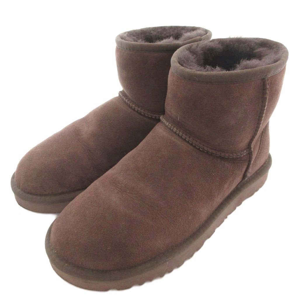 アグ オーストラリア UGG australia CLASSIC MINI II クラシックミニ 2 ショートブーツ ムートンブーツ ロゴ 24cm 茶 ブラウン /YJ ■GY18 レディース  260226