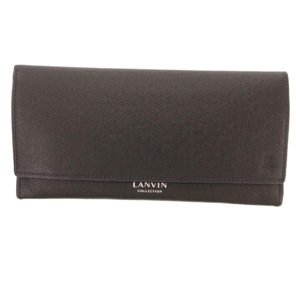 ランバン LANVIN collection EMBOSS COMBINATION 長財布 二つ折り 黒 ブラック ロゴ /JS ■GY18 レディース  260222