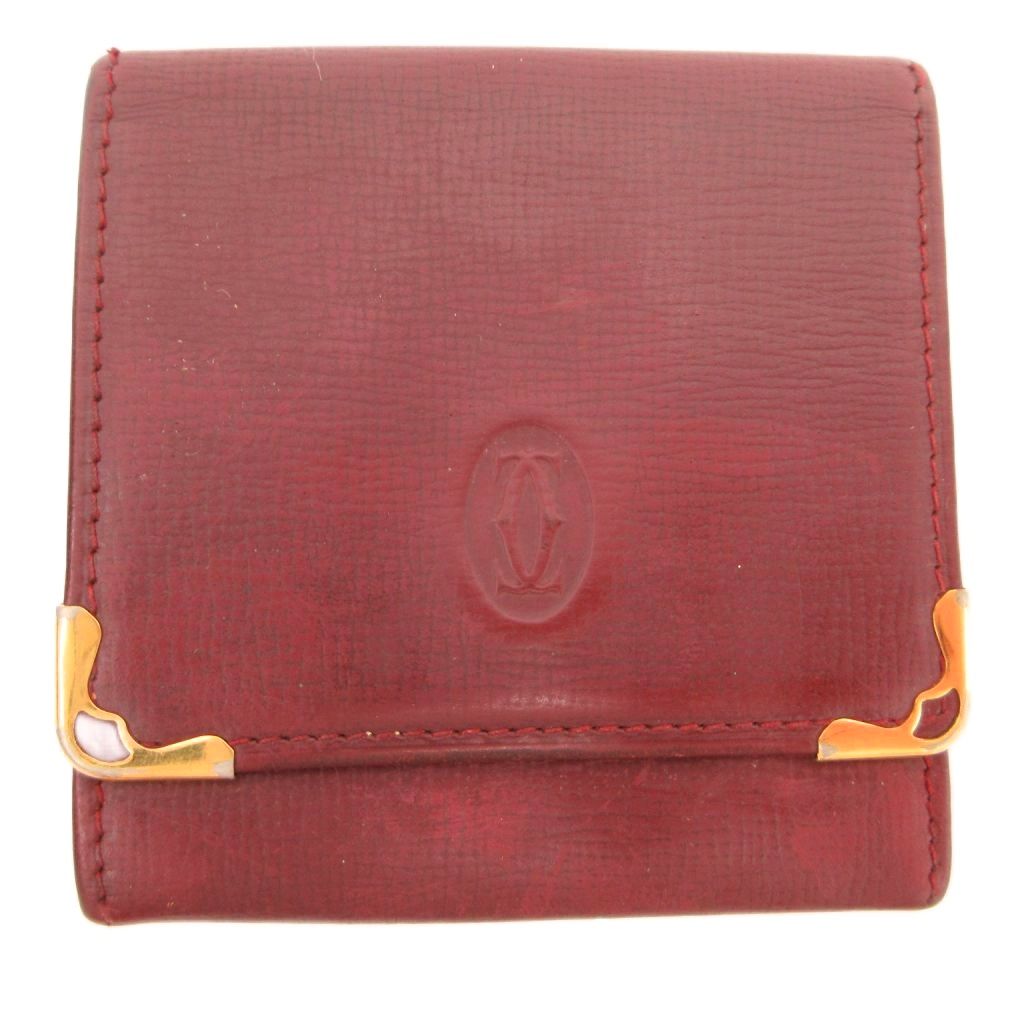 零钱包 - 【中古】カルティエ Cartier 小銭入れ コインケース レザー マストライン ロゴ 赤 レッド ボルドー /JS ■GY13 レディース 【ベクトル 古着】 260222