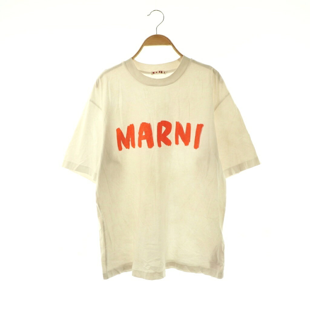 Rakuten - 【中古】マルニ MARNI Tシャツ 半袖 ロゴ コットン 38 ベージュ オレンジ THJET49EPH /NR ■GY68 メンズ 【ベクトル 古着】 260307