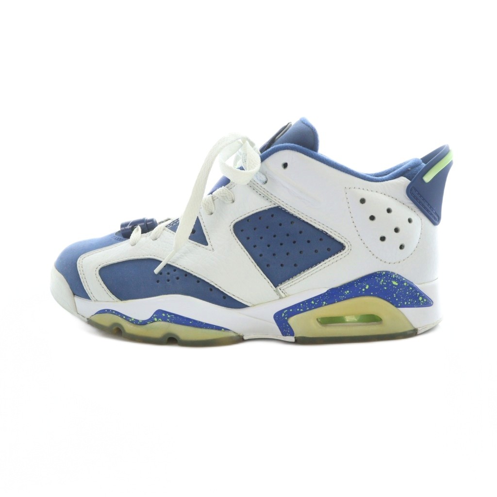 ナイキ NIKE 304401-106 AIR JORDAN 6 RETRO LOW SEAHAWKS スニーカー シューズ 靴 ロゴ レザー 26cm 白 ホワイト 青 ブルー ■GY99 /MQ メンズ 260217