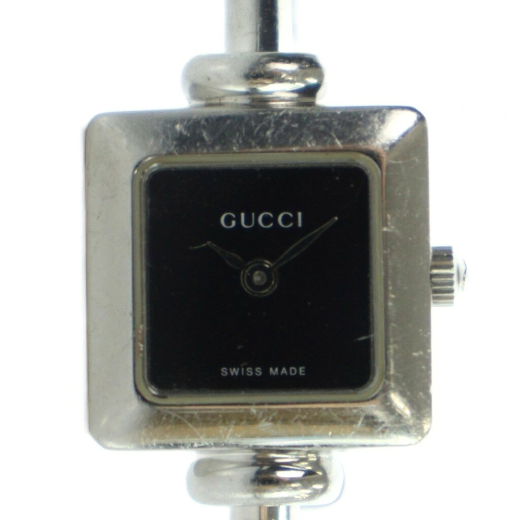 【中古】グッチ GUCCI 1900 L 腕時計 ウォッチ クォーツ バングル 黒文字盤 シルバー色 ■GY11 /MQ ■OH レディース 【ベクトル 古着】 260326