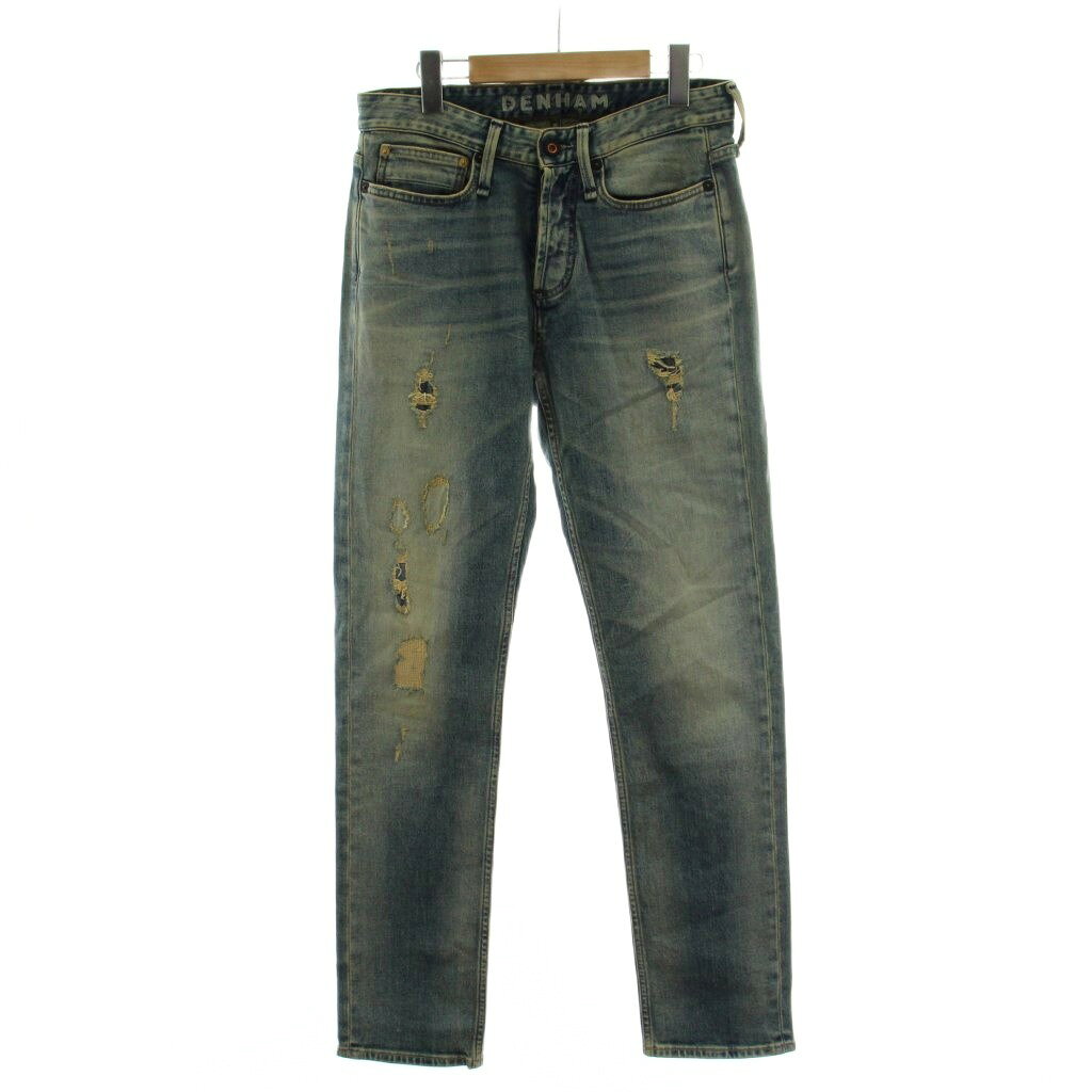 【中古】デンハム DENHAM レイザー スリム フィット RAZOR SLIM FIT デニム ジーンズ 28 インディゴ ブルー ダメージ加工 フルレングス 3114313 /PP ■GY12 メンズ 【ベクトル 古着】 260226