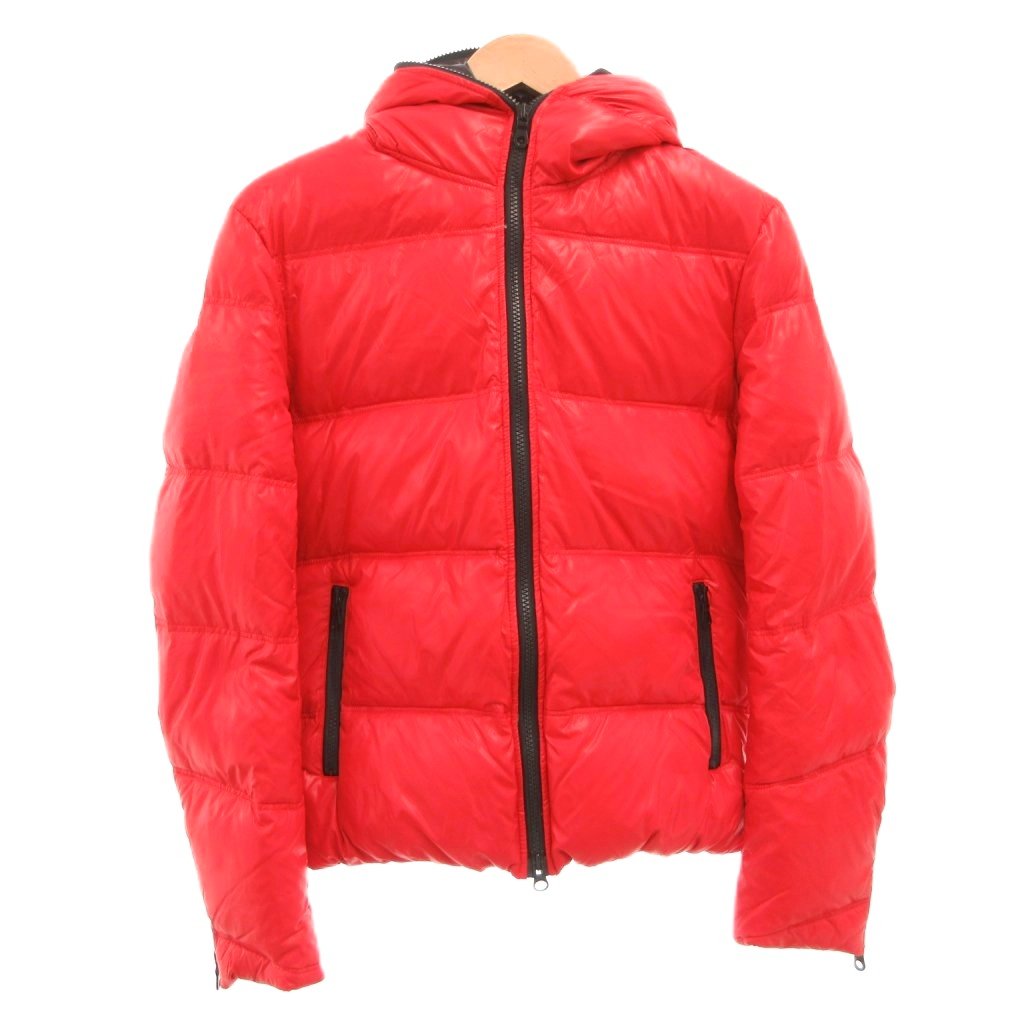 【中古】エムケーミッシェルクランオム MK MICHEL KLEIN HOMME ダウンジャケット ブルゾン フーディー フルジップ 46 赤 レッド /FF ■GY12 メンズ 【ベクトル 古着】 260325