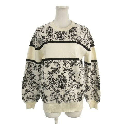 【中古】レディ Rady ニット セーター クルーネック 長袖 ダマスクフラワー柄 S 白 アイボリー /AH7 ■GY99 レディース 【ベクトル 古着】 260305
