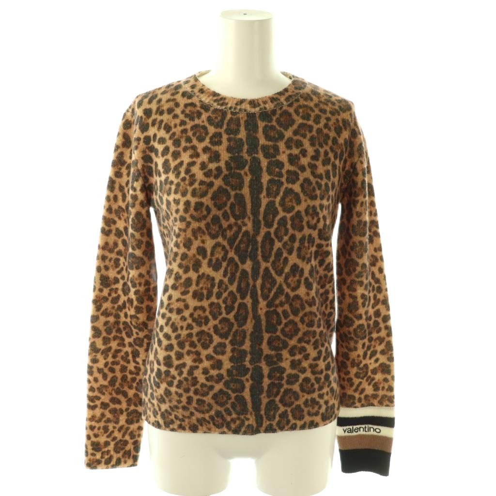 樂天商城 - 【中古】ヴァレンティノ ガラヴァーニ VALENTINO GARAVANI ニット セーター 長袖 アニマル柄 ウール カシミヤ混 ロゴ S ブラウン /DF ■GY18 レディース 【ベクトル 古着】 260318