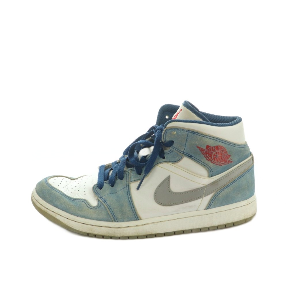 ナイキ NIKE Air Jordan 1 Mid SE "White/Hyper Royal/Red" ハイカットスニーカー シューズ US10 28.0cm ライトブルー 白 DN3706-401 /MI ■GY18 メンズ 260324