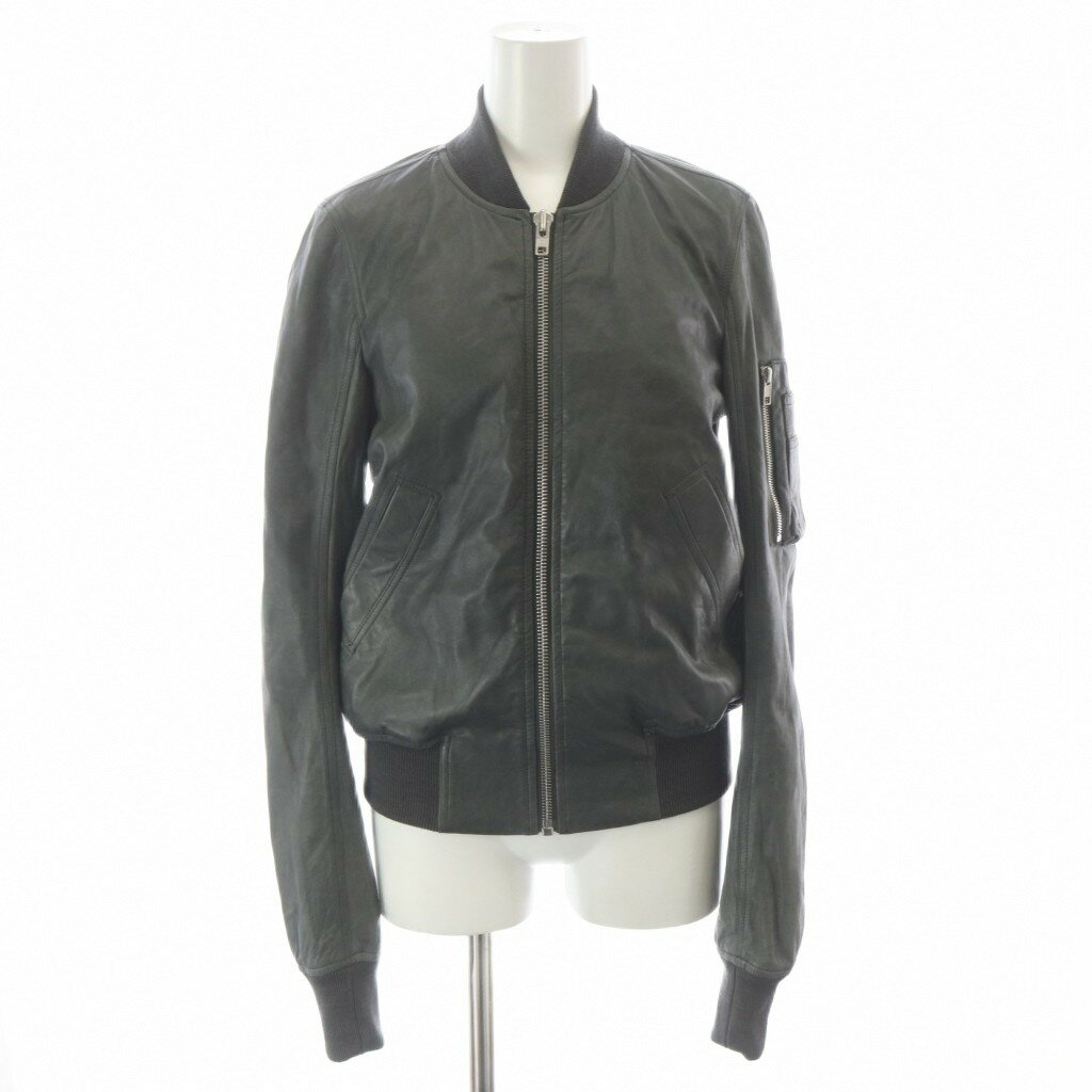 Rick Owens ラムレザー ハイネック ライダースジャケット 40 グレー リックオウエンス Rick Owens 13AW INTARSIA HIGH NECK インターシャ