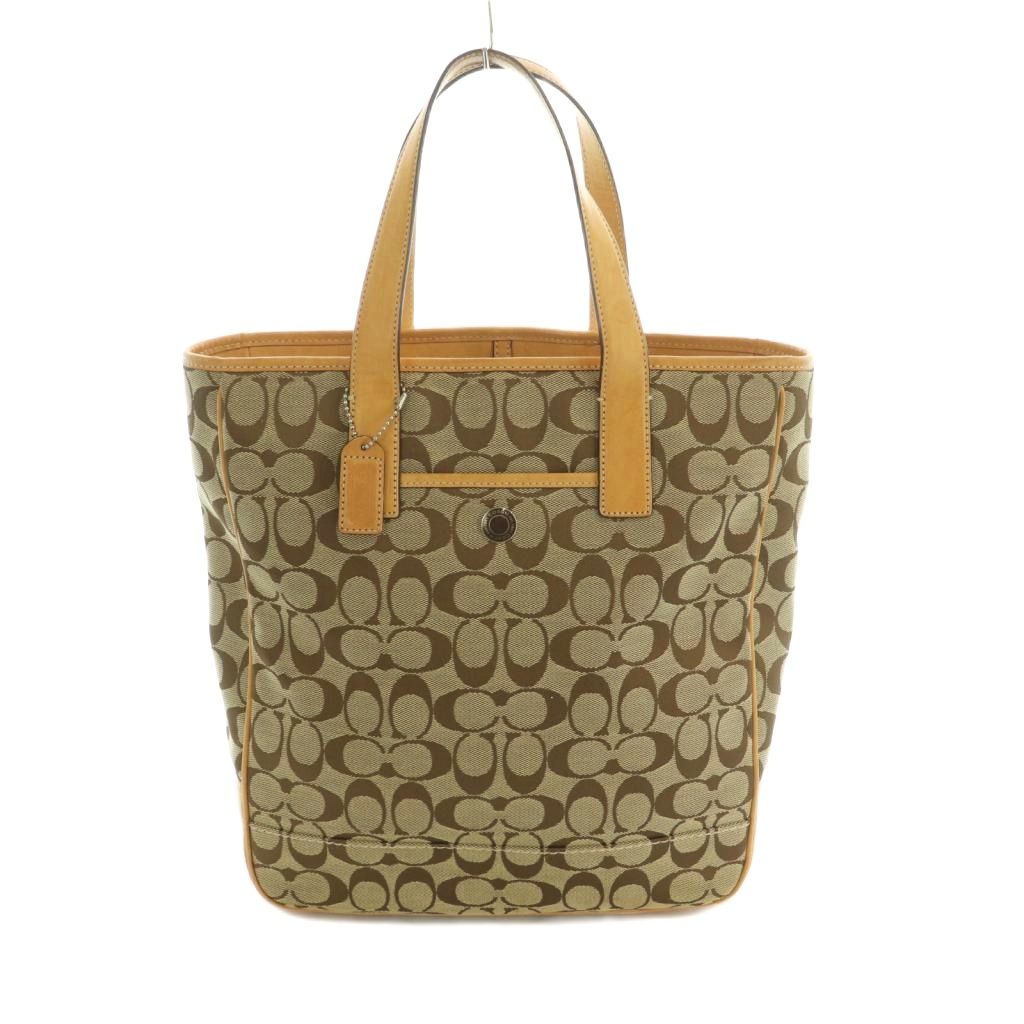 樂天商城 - 【中古】コーチ COACH トートバッグ シグネチャー キャンバス レザー ベージュ 茶 7069 /MI ■GY18 レディース 【ベクトル 古着】 260325