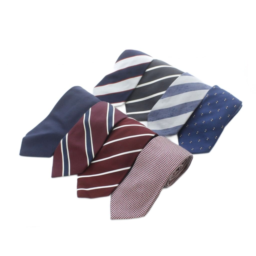 【中古】メーカーズシャツ カマクラ MAKER'S SHIRT 鎌倉 8点セット ネクタイ シルク レギュラータイ ネイビー 赤 レッド チェック ストライプ 総柄 ワンポイント ■GY35 /RI ■OS メンズ 【ベクトル 古着】 260331