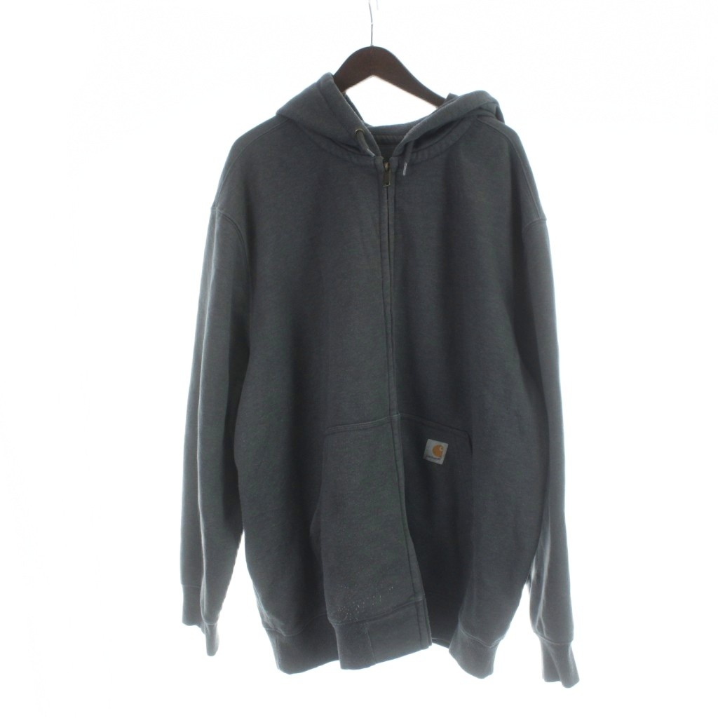 【中古】カーハート carhartt 100614 RAIN DEFENDER LOOSE FIT HEAVYWEIGHT FULL-ZIP HOODIE パーカー 長袖 ジップアップ 裏起毛 大きいサイズ 3XL グレー ■GY18 /MQ メンズ 【ベクトル 古着】 260319