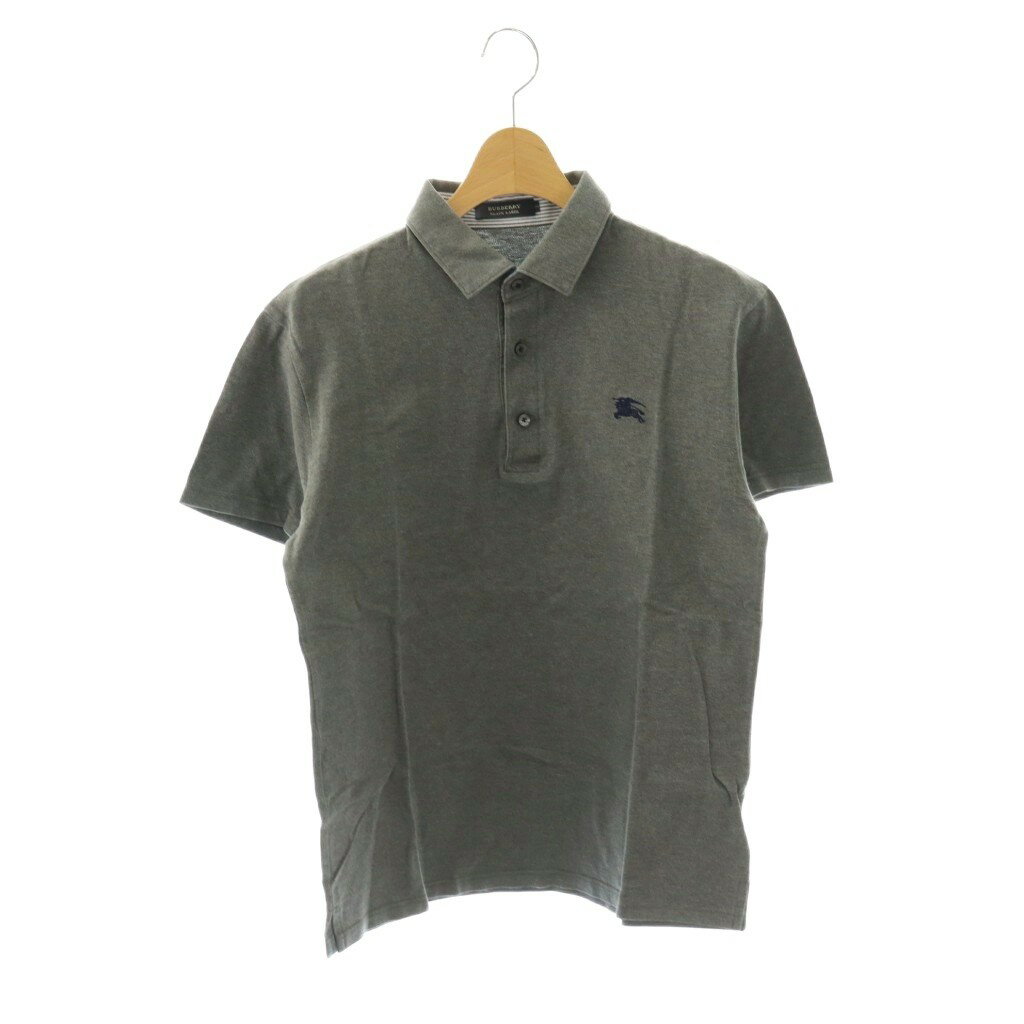 【中古】バーバリーブラックレーベル BURBERRY BLACK LABEL ポロシャツ 半袖 ロゴ刺繍 2 グレー /DF ■GY12 メンズ 【ベクトル 古着】 260326