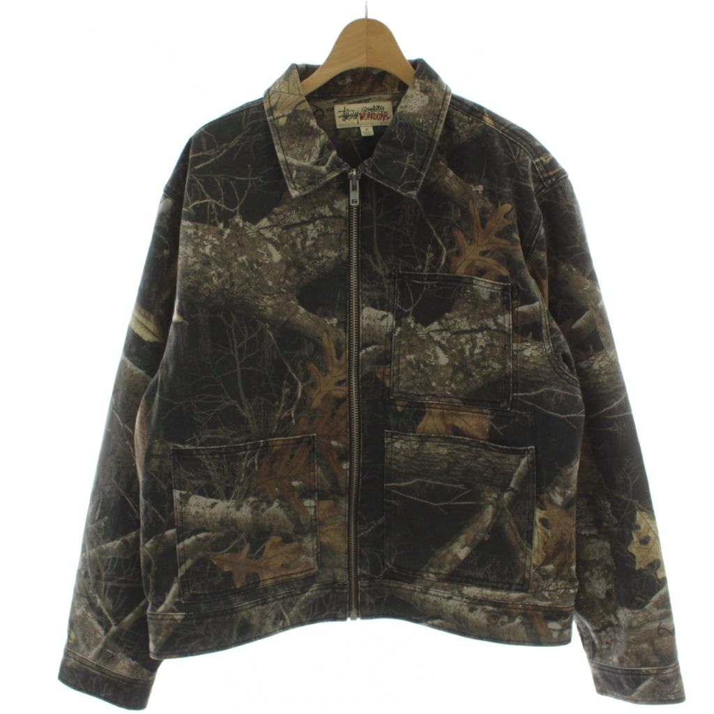 ステューシー STUSSY REALTREE EDGE ZIP WORK JACKET カバーオール デニムジャケット M カーキ系 総柄 115683 /GG ■GY18 メンズ  260330
