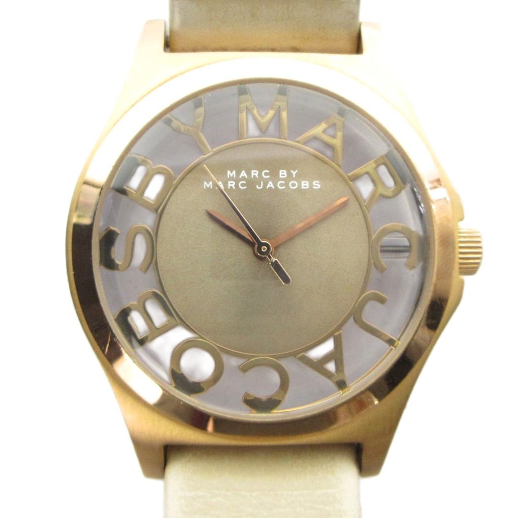 【中古】マークバイマークジェイコブス MARC by MARC JACOBS MBM1245 腕時計 ウォッチ クォーツ スケルトン レザーベルト ゴールド色 ■GY11 /MQ メンズ 【ベクトル 古着】 260424