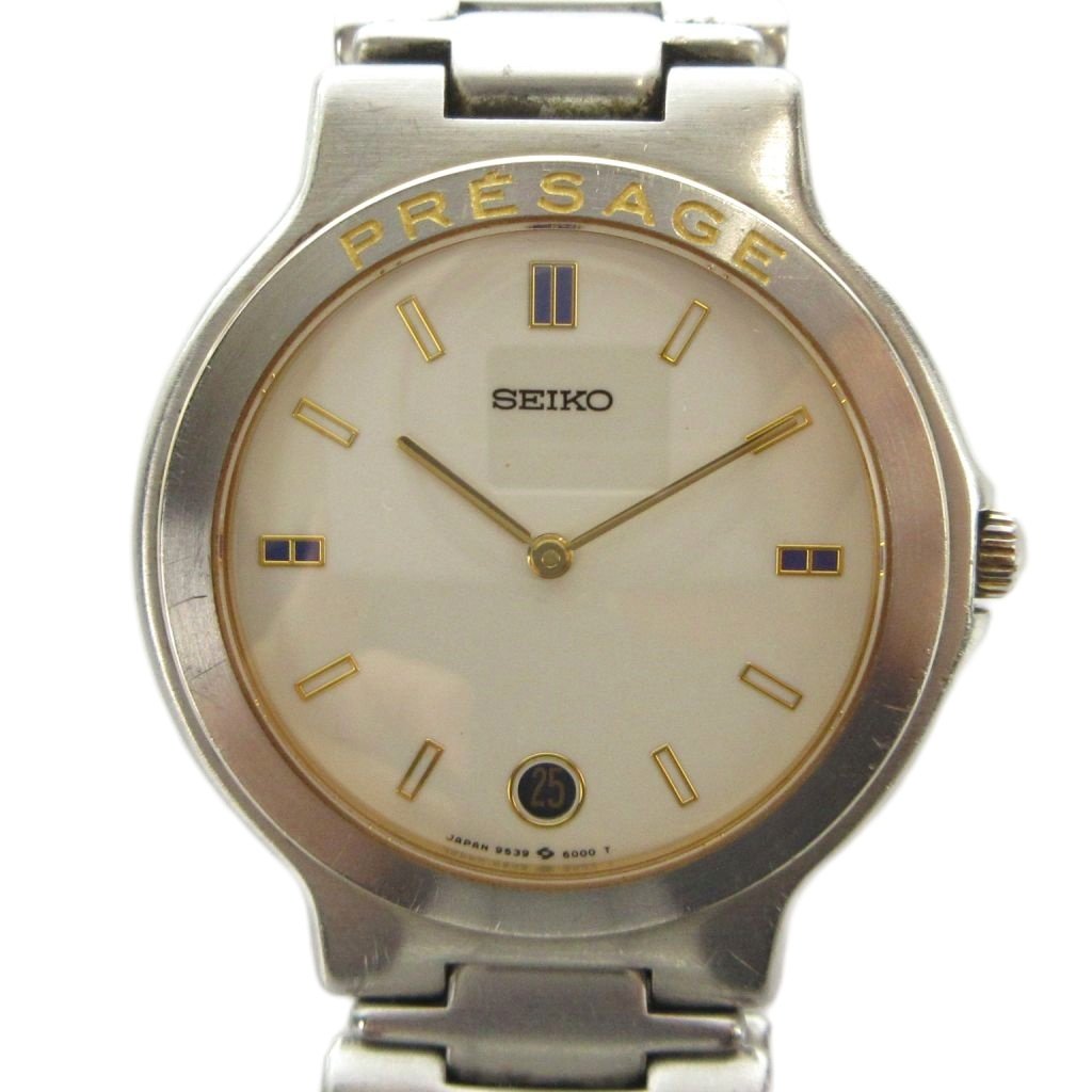 【中古】セイコー SEIKO 9539-6010 プレサージュ 腕時計 ウォッチ クォーツ カレンダー付き シルバー色 ■GY11 /MQ メンズ 【ベクトル 古着】 260428