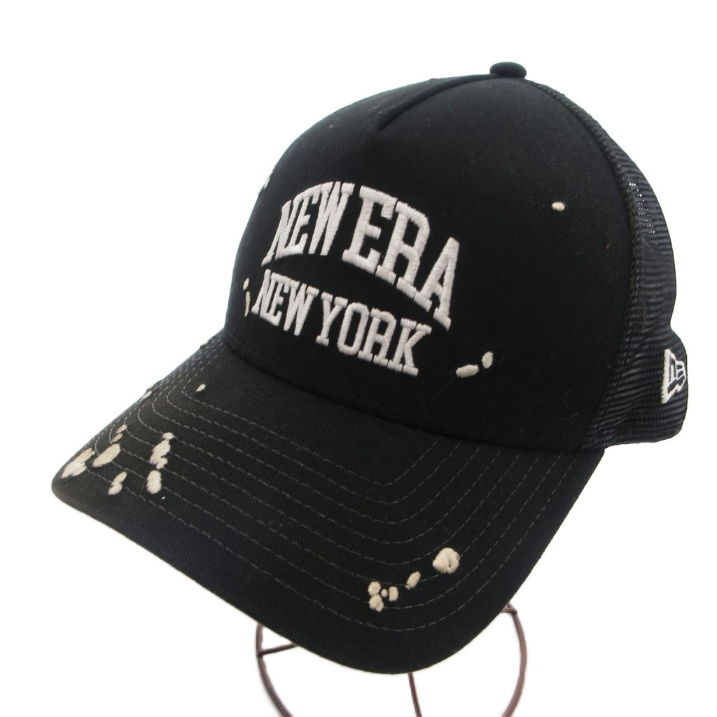 【中古】ニューエラ NEW ERA ベースボールキャップ 帽子 黒 ブラック ロゴ刺繍 ペ...