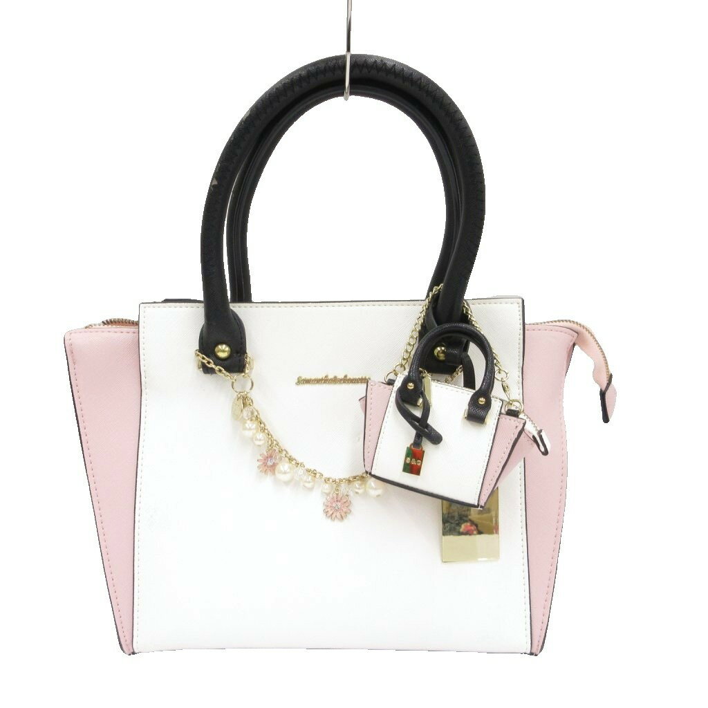 【中古】サマンサ＆シュエット samantha chouette ミニ2wayバッグ ハンドバッグ ショルダー チャーム付き ホワイト ピンク /UO ■GY99 レディース 【ベクトル 古着】 260404